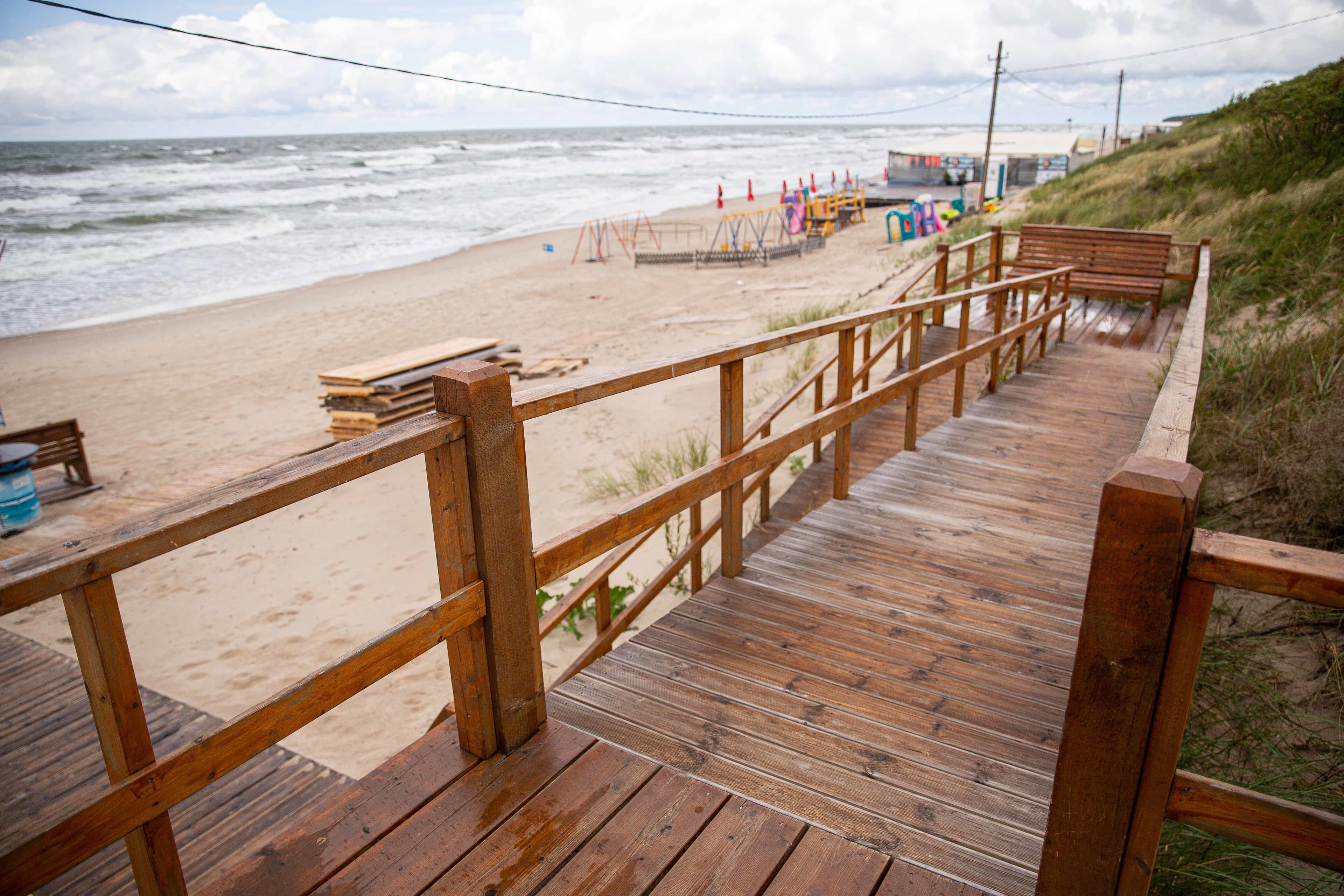 Wooden accessible path to the beach